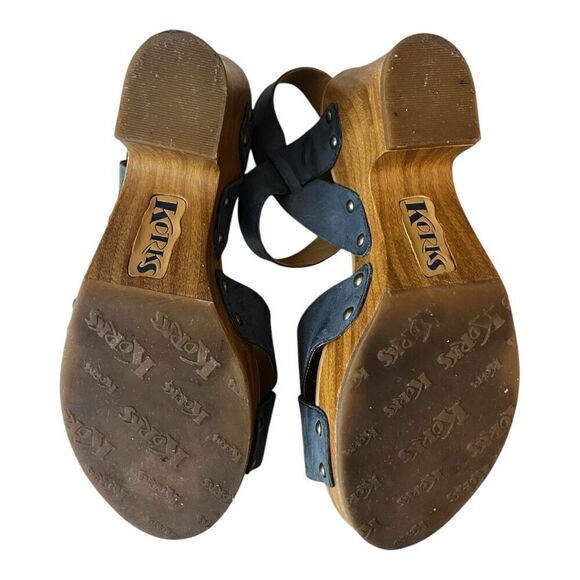 Korks Women Size 8M Grey Leather Sandals Heels Platforms Studded Buckle Strappy - Picture 8 of 12